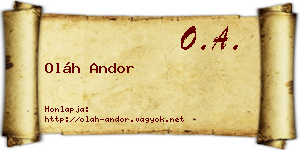 Oláh Andor névjegykártya